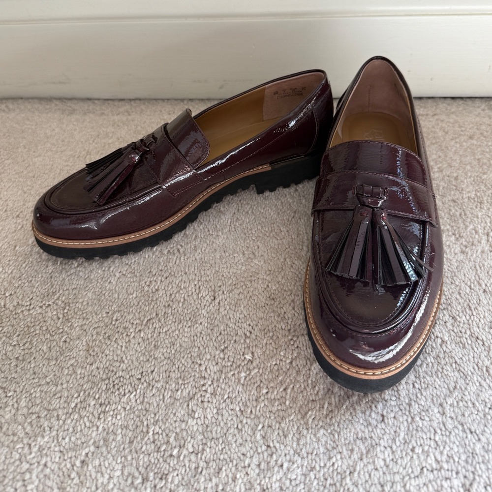Women's Carolynn Franco Sarto Burgundy‎  Lug Sole Tassel Loafers size 8 - Picture 7 of 13